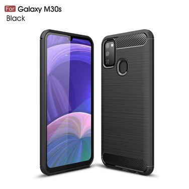 Case Cover For Galaxy M30s Brushed Texture Carbon Fiber TPU Case(Black)