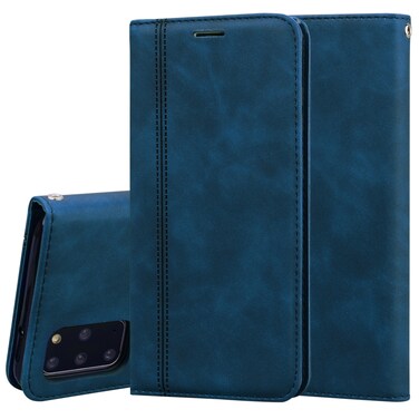 Case Cover For Samsung Galaxy S20 Plus Frosted Business Magnetic Horizontal Flip PU Leather Case with Holder &amp; Card Slot &amp; Lanyard(Blue)