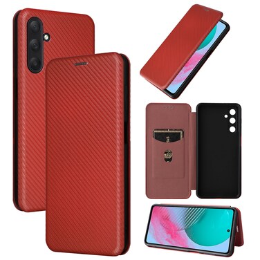 Case Cover For Samsung Galaxy M54 5G Carbon Fiber Texture Flip Leather Phone Case(Brown)