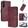 Case Cover For Samsung Galaxy A26 5G Global Line Splicing Buckle Retro Leather Phone Case(Wine Red)