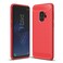 Case Cover For Galaxy S9 Brushed Carbon Fiber Texture Soft TPU Anti-skip Protective Cover Back Case(Red)