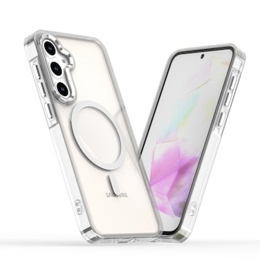 Case Cover For Samsung Galaxy A35 5G MagSafe Magnetic Clear Phone Case(White)