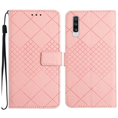 Case Cover For Samsung Galaxy A70 / A70s Rhombic Grid Texture Leather Phone Case(Pink)