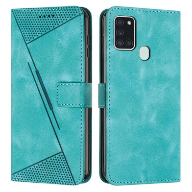 Csae Cover For Samsung Galaxy A21s Dream Triangle Leather Phone Case with Long Lanyard(Green)
