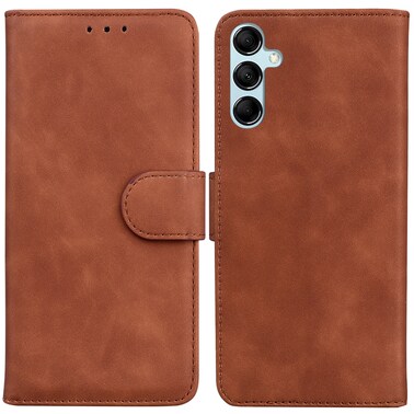 Csae Cover For Samsung Galaxy M34 5G/F34 5G Skin Feel Pure Color Flip Leather Phone Case(Brown)