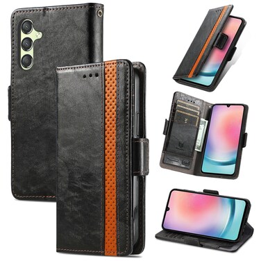 Case Cover For Samsung Galaxy A05 CaseNeo Splicing Dual Magnetic Buckle Leather Phone Case(Black)