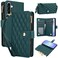 Case Cover For Samsung Galaxy A36 5G YM016 Rhombic Zipper Card Wallet Leather Phone Case with Lanyard(Green)