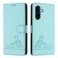 Case Cover For Samsung Galaxy A36 5G Cat Rat Embossed Pattern RFID Leather Phone Case with Lanyard(Mint Green)