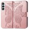 Case Cover For Samsung Galaxy M15 Butterfly Love Flower Embossed Leather Phone Case(Rose Gold)