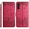Case Cover For Samsung Galaxy A16 5G Cat Embossing Pattern Leather Phone Case with Lanyard(Red)