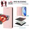 Case Cover For Samsung Galaxy M15 / F15 5G Global RC01 Dual-Folded Magnetic Suction RFID Leather Phone Case(Pink)