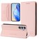 Case Cover For Samsung Galaxy M15 / F15 5G Global RC01 Dual-Folded Magnetic Suction RFID Leather Phone Case(Pink)