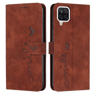 Case Cover For Samsung Galaxy A42 5G Skin Feel Heart Pattern Leather Phone Case(Brown)