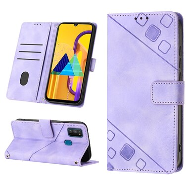 Case Cover For Samsung Galaxy M30s / M21 Skin-feel Embossed Leather Phone Case(Light Purple)