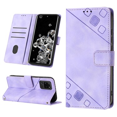 Case Cover For Samsung Galaxy S20 Ultra Skin-feel Embossed Leather Phone Case(Light Purple)