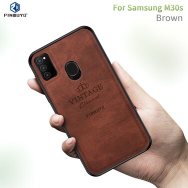 Case Cover For Galaxy M30S PINWUYO Zun Series PC + TPU + Skin Waterproof And Anti-fall All-inclusive Protective Shell(Brown)