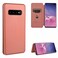 Case Cover For Samsung Galaxy S10 Plus Carbon Fiber Texture Horizontal Flip TPU + PC + PU Leather Case with Rope &amp; Card Slot(Brown)