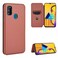 Case Cover For Samsung Galaxy M30s / M21 Carbon Fiber Texture Horizontal Flip TPU + PC + PU Leather Case with Rope &amp; Card Slot(Brown)