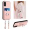 Case Cover For Samsung Galaxy S20 FE R20 Crossbody Rope Ring Card Holder Phone Case(Pink)