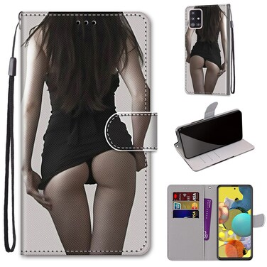 Case Cover  For Samsung Galaxy A51 5G Coloured Drawing Cross Texture Horizontal Flip PU Leather Case with Holder &amp; Card Slots &amp; Wallet &amp; Lanyard(Miniskirt)