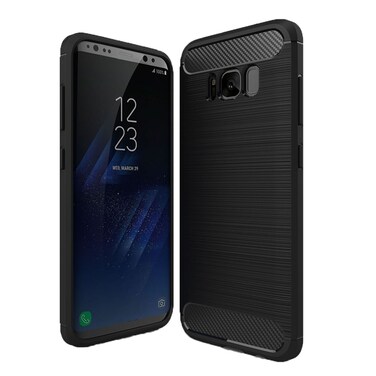 Case Cover  For Galaxy S8 Brushed Carbon Fiber Texture Shockproof TPU Protective Cover Case (Black)