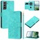 Case Cover  For Samsung Galaxy S21 5G Tulips Embossed Leather Phone Case with Lanyard(Green)