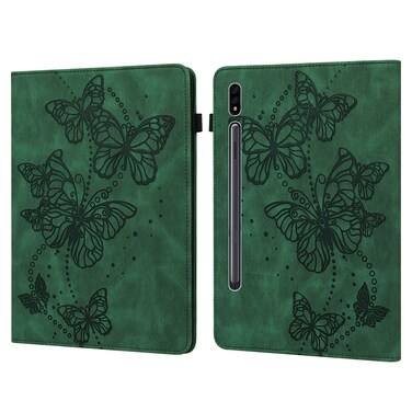 Case Cover  For Samsung Galaxy Tab S9 Embossed Butterfly Pattern Leather Tablet Case(Green)
