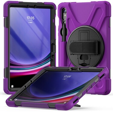 Case Cover  For Galaxy Tab S10 FE / S9 FE / S9 / S8 / S7 Rotary Handle Grab TPU + PC Tablet Case(Purple)