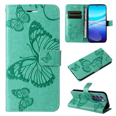 Case Cover For vivo Y200e 5G Global / V30 Lite India 3D Butterfly Embossed Flip Leather Phone Case(Green)