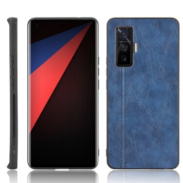 Case Cover For Vivo iQOO 5 Pro 5G Shockproof Sewing Cow Pattern Skin PC + PU + TPU Case(Blue)