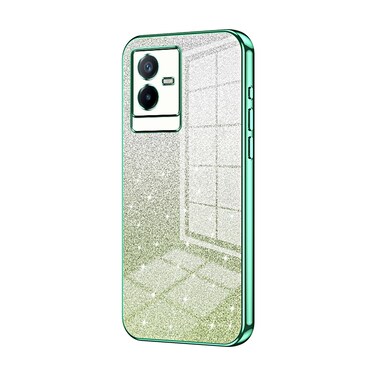 Case Cover For vivo T2x Gradient Glitter Powder Electroplated Phone Case(Green)