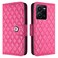 Case Cover For vivo Y77 / Y77e Rhombic Texture Flip Leather Phone Case with Lanyard(Rose Red)