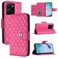 Case Cover For vivo Y77 / Y77e Rhombic Texture Flip Leather Phone Case with Lanyard(Rose Red)
