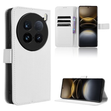 Case Cover For vivo X100 Ultra 5G Diamond Texture Leather Phone Case(White)