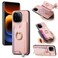 Case Cover For vivo iQOO 12 Pro 5G Retro Magsafe Cross Leather Ring Holder Card Bag Phone Case(Pink)