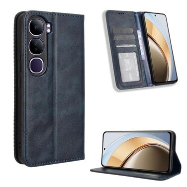 Case Cover For vivo V40 Lite 4G / 5G IDN Magnetic Buckle Retro Texture Leather Phone Case(Blue)