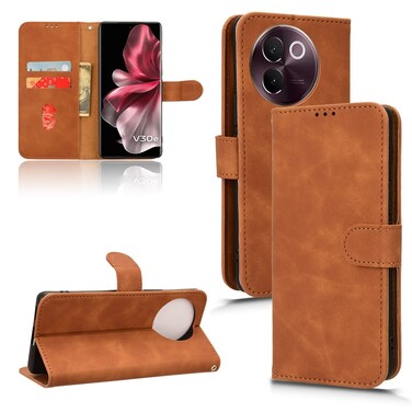 Case Cover For vivo V30E 5G Skin Feel Magnetic Flip Leather Phone Case(Brown)
