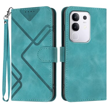 Case Cover For vivo Y29 4G Line Pattern Skin Feel Leather Phone Case(Light Blue)