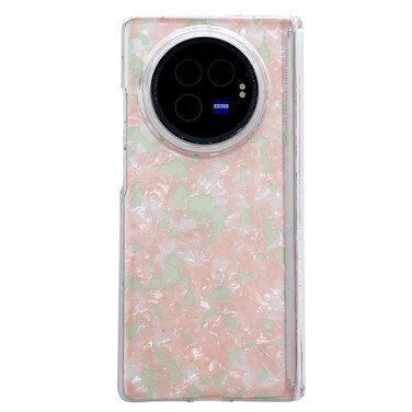 Case Cover For vivo X Fold3 Magnetic Axis Pearlescent Shell Texture Phone Case(Pink Green)
