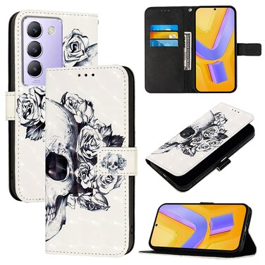 Case Cover For vivo Y100 5G IDN / Y200e 5G Global 3D Painting Horizontal Flip Leather Phone Case(Skull)