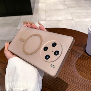 Case Cover For vivo X100 Pro Fine Hole Ice Fog MagSafe PC Phone Case(Gold)