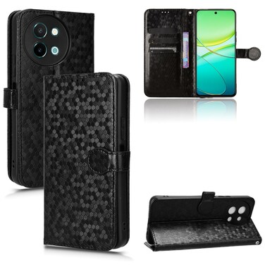 Case Cover For vivo Y38 5G / Y200i Honeycomb Dot Texture Leather Phone Case(Black)