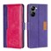 Case Cover For Realme V30 5G / V30T Contrast Color Side Buckle Leather Phone Case(Purple + Rose Red)