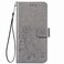 Case Cover For OPPO Realme C15 Four-leaf Clasp Embossed Buckle Mobile Phone Protection Leather Case with Lanyard &amp; Card Slot &amp; Wallet &amp; Holder(Gray)