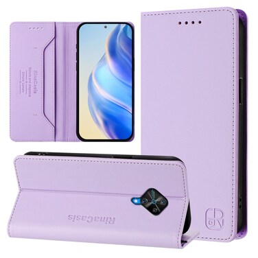 Case Cover For vivo Y31 4G 2021 India / Y53s RC01 Dual-Folded Magnetic Suction RFID Leather Phone Case(Light Purple)
