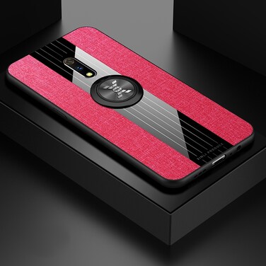 Case Cover For OPPO Realme X / K3 XINLI Stitching Cloth Textue Shockproof TPU Protective Case with Ring Holder(Red)