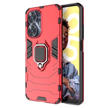 Case Cover For Realme C55 Shockproof PC + TPU Holder Phone Case(Red)