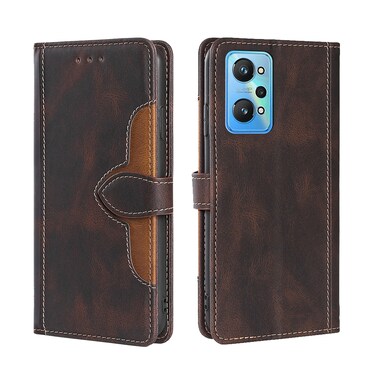 Case Cover For OPPO Realme GT Neo2 5G Skin Feel Straw Hat Magnetic Buckle Leather Phone Case(Brown)