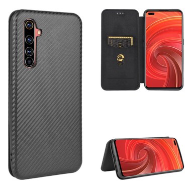 Case Cover For OPPO Realme X50 Pro / X50 Pro 5G Carbon Fiber Texture Horizontal Flip TPU + PC + PU Leather Case with Card Slot(Black)