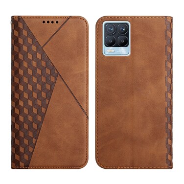 Case Cover For OPPO Realme 8 / 8 Pro Diamond Pattern Splicing Skin Feel Magnetic Horizontal Flip Leather Case with Card Slots &amp; Holder &amp; Wallet(Brown)